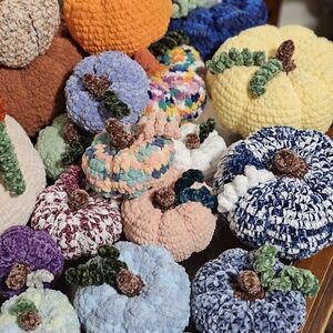 Handcrafted Plush Pumpkin Decor Set